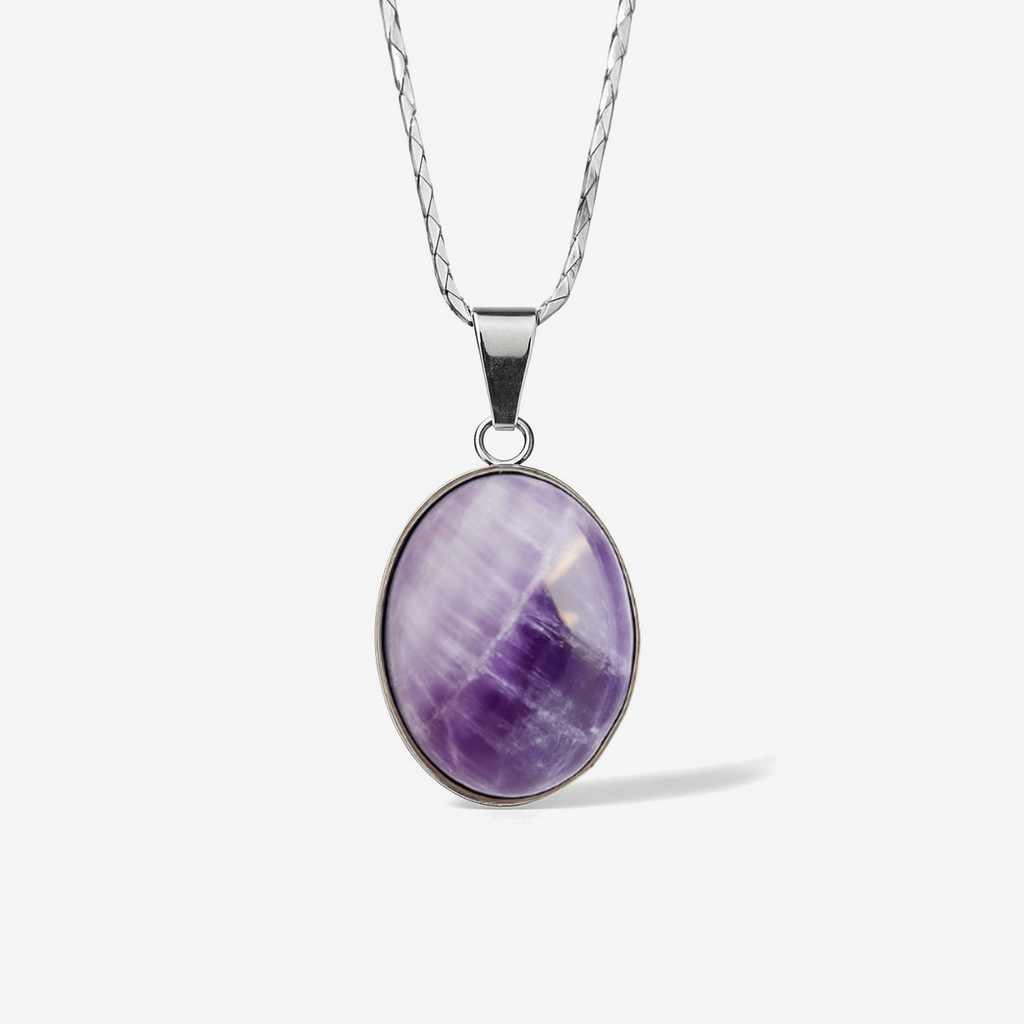 Amethyst Stainless Steel Pendant Necklace