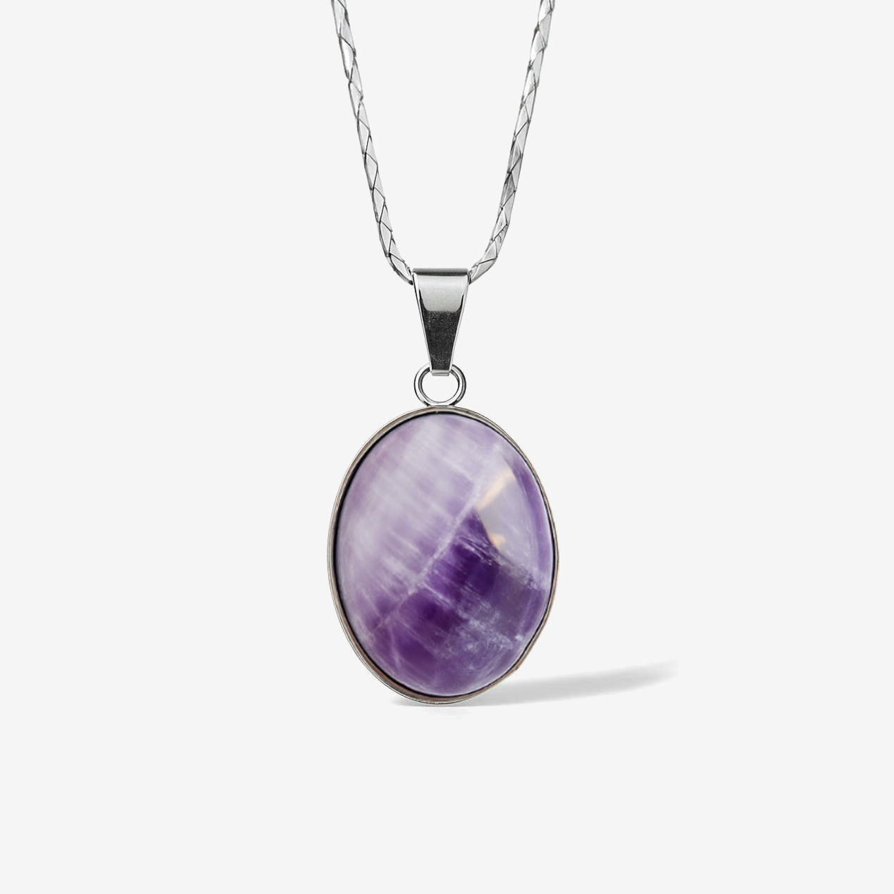 Amethyst Stainless Steel Pendant Necklace