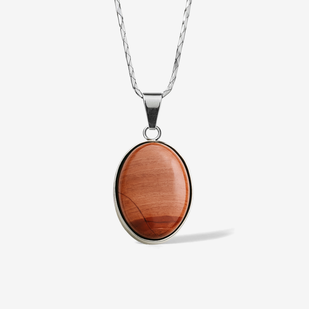 Red Jasper Stainless Steel Pendant Necklace
