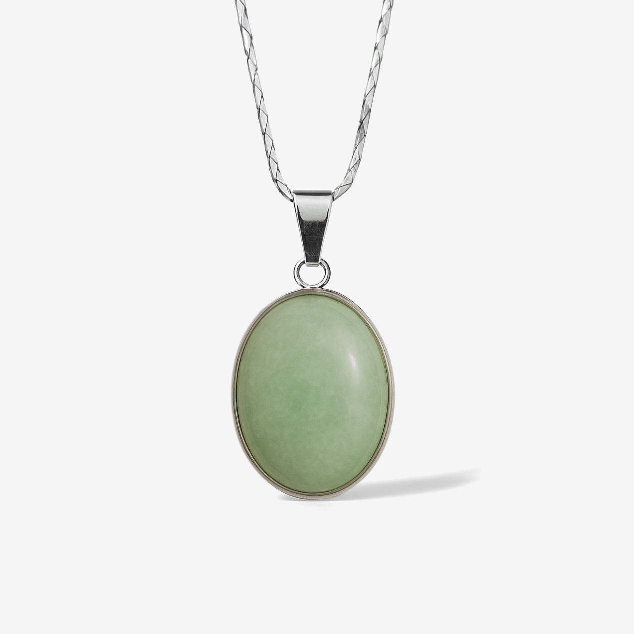 Green Aventurine Stainless Steel Pendant Necklace