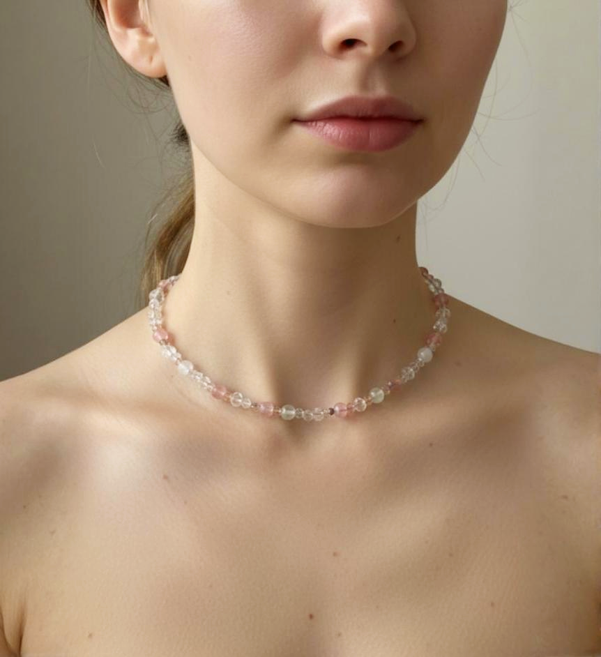 Rose Quartz and White Crystals Necklace