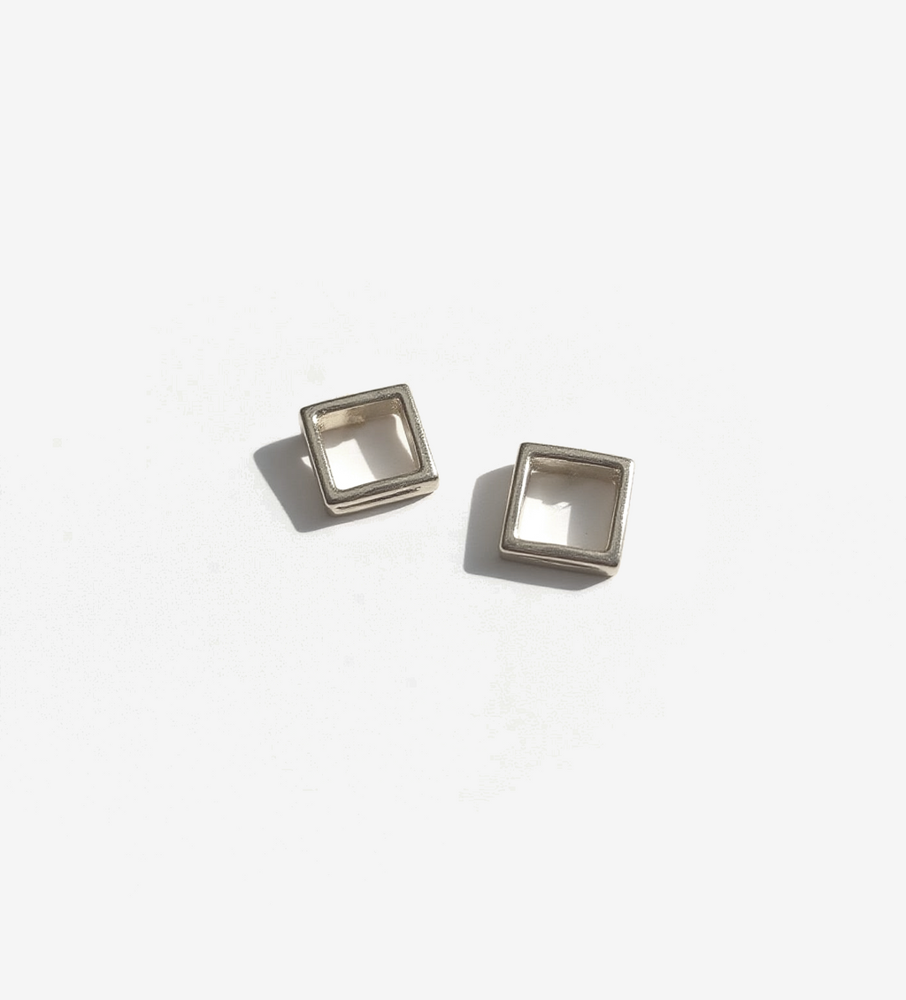 Minimalist Square Sterling Silver Stud Earrings