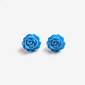 Deep Blue Matt Flower Stud Earrings
