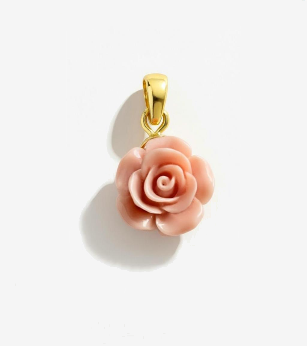 Powder Pink Flower Gold Plated Necklace Pendant