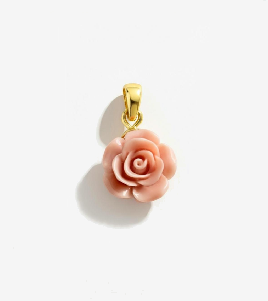 Powder Pink Flower Gold Plated Necklace Pendant