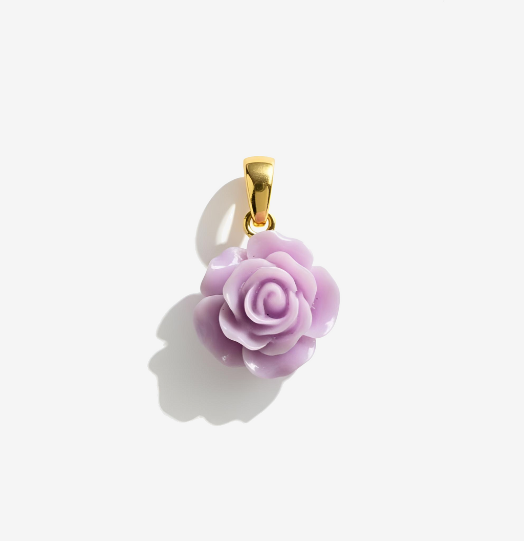 Light Purple Flower Gold Plated Necklace Pendant