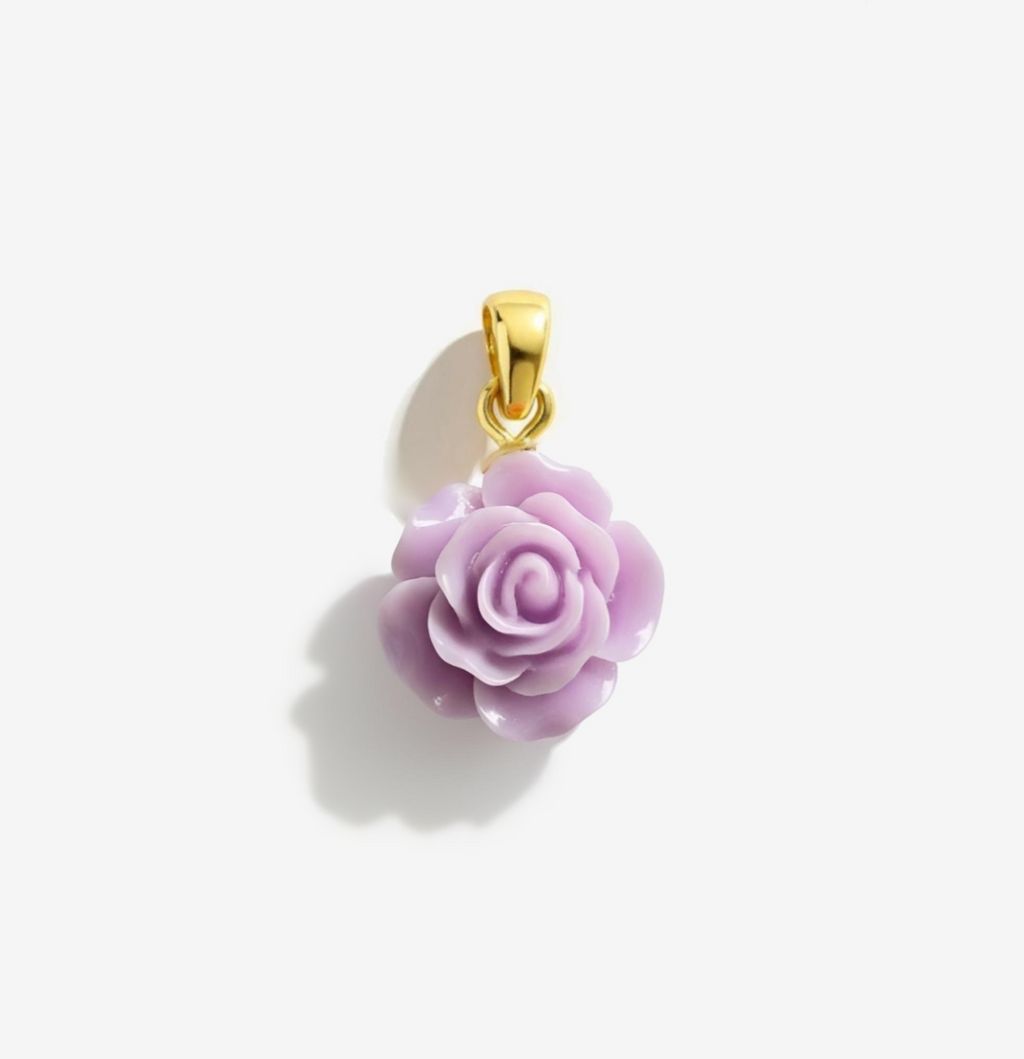 Light Purple Flower Gold Plated Necklace Pendant