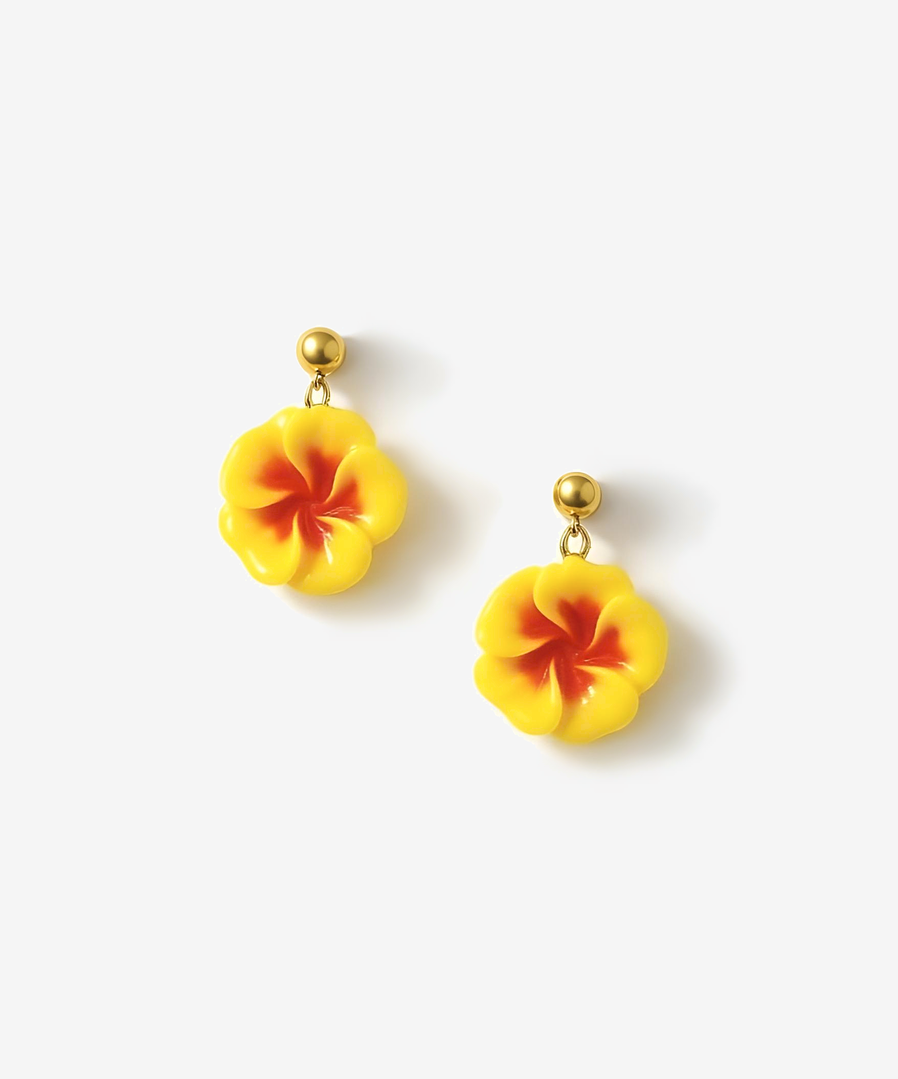 Two Tones Flower Drop Earrings