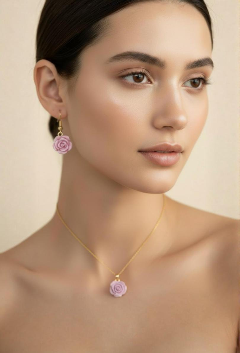 Light Purple Flower Gold Plated Necklace Pendant