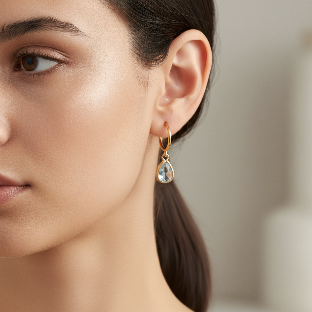 Light Blue Semi Hoop Earrings