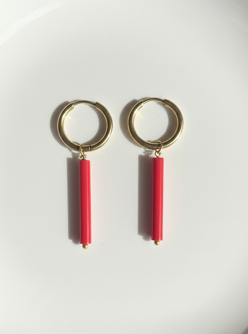 Czech Glass Tube Beads Earring Charms
