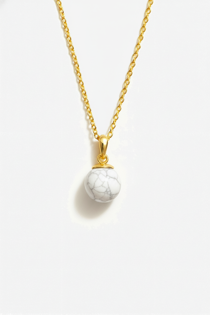 White Hawlite Pendant Necklace
