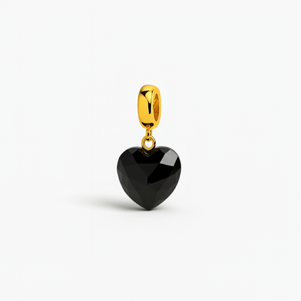 Black Heart Gold Bracelet Charm