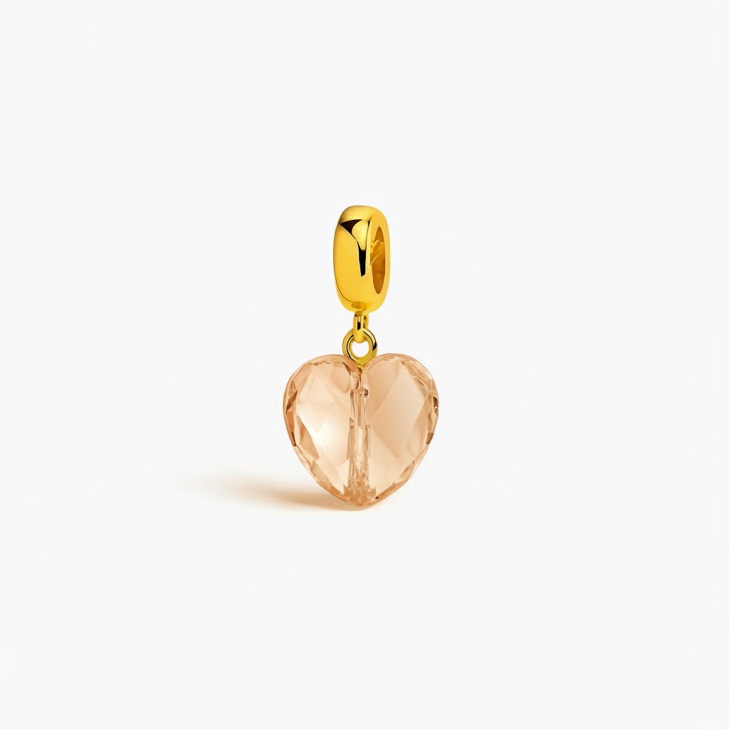 Orange Heart Gold Bracelet Charm
