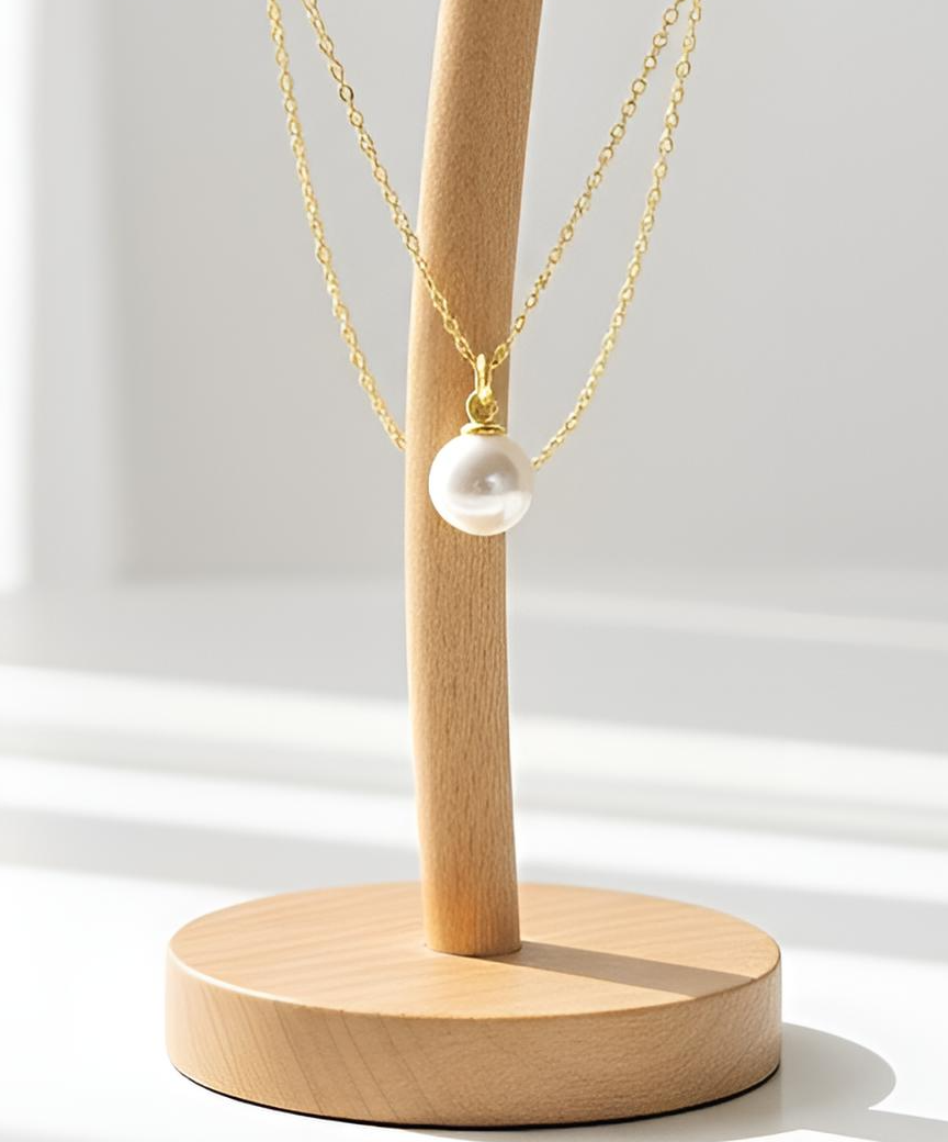 Seashell Pearl Gold Plated Silver Necklace