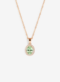 Green Gemstone Solitaire Rose Gold Sterling Silver Necklace