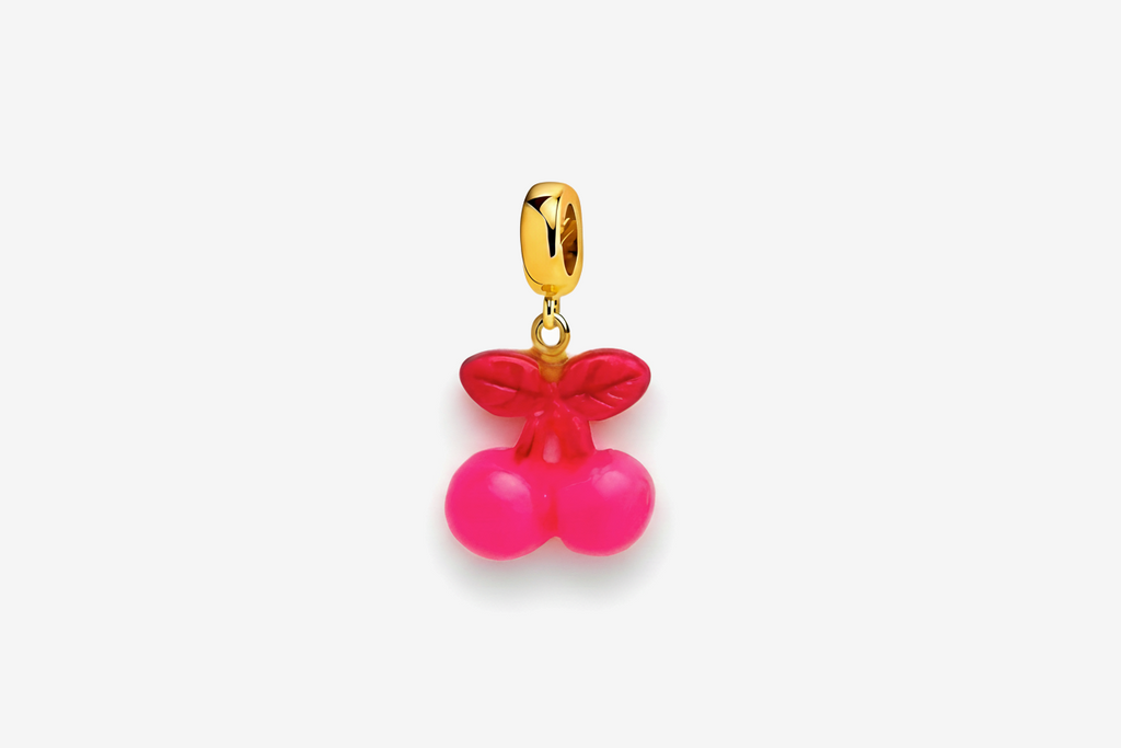 Pink Cherry Bracelet Charm