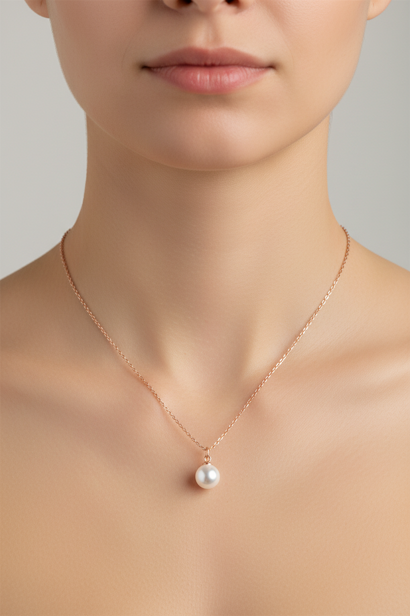 Seashell Pearl Rose Gold Necklace