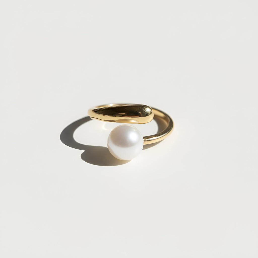 Open Bang Ring with Natural Pearl