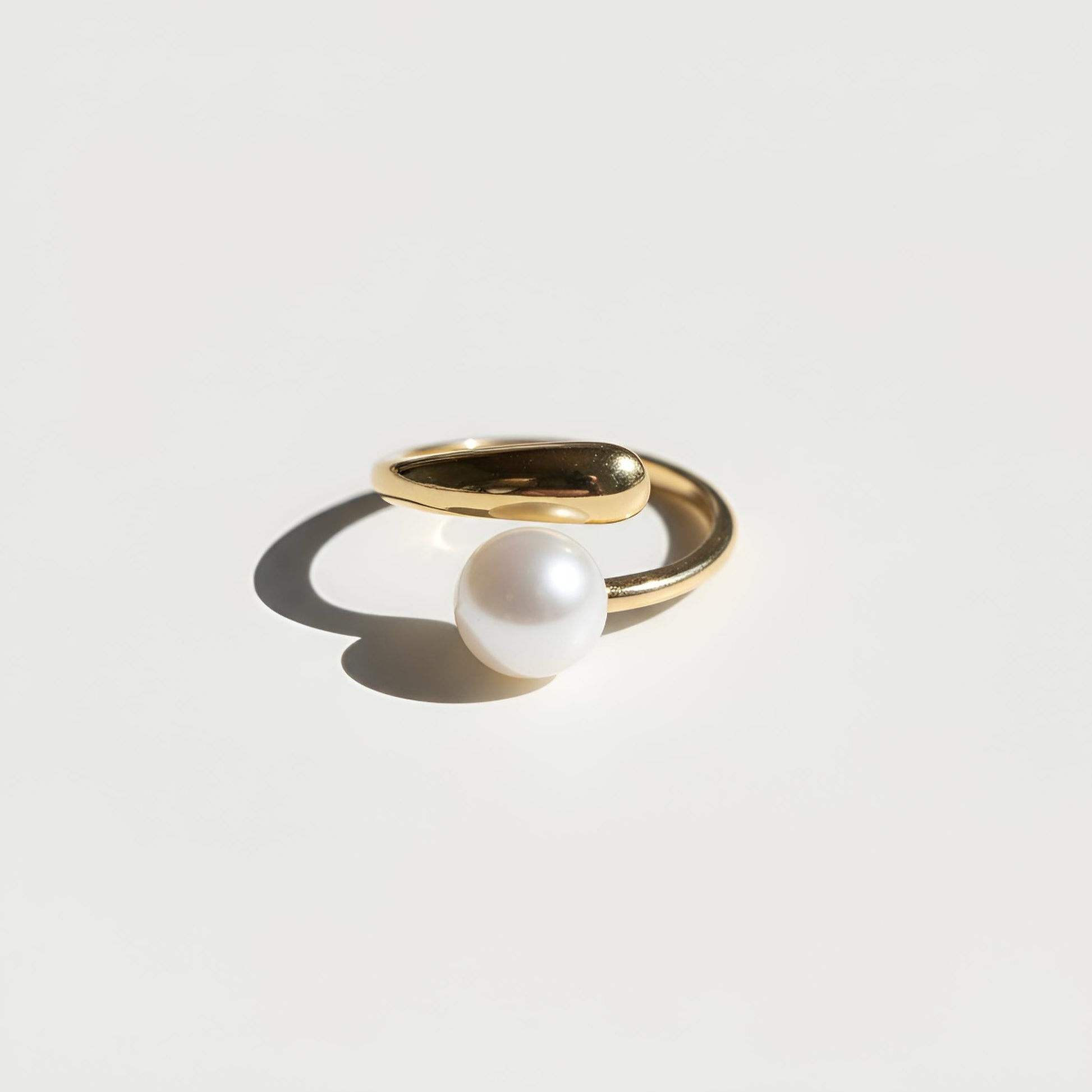 Open Bang Ring with Natural Pearl