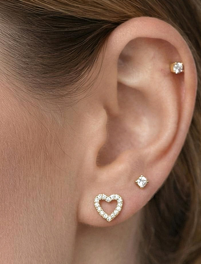 Delicate Four Prong Cubic Zirconia Studs in Gold