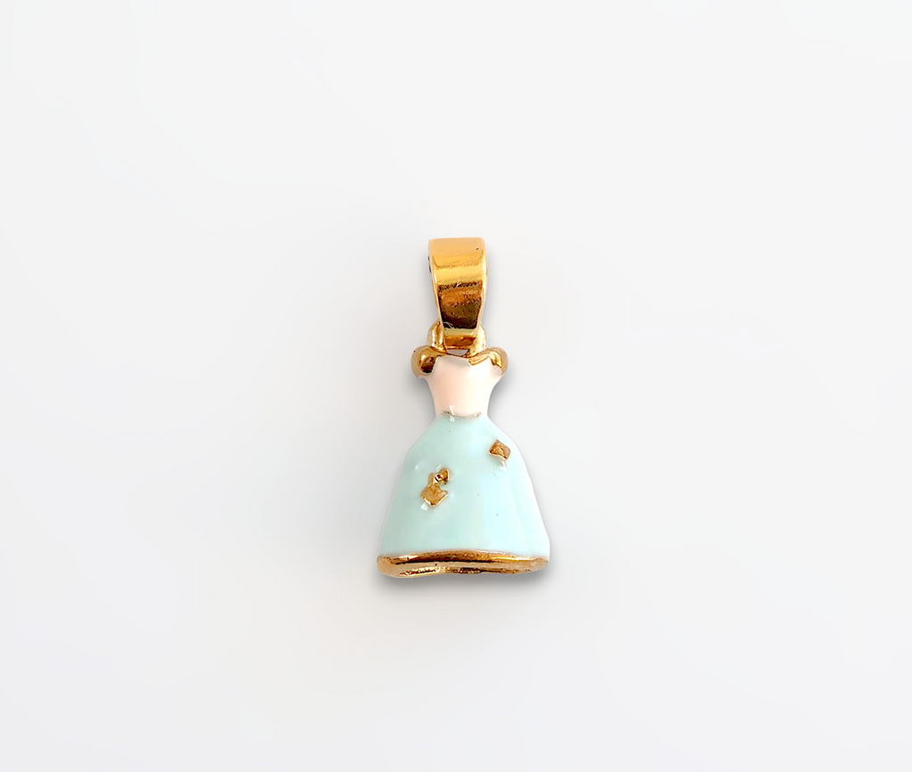 Pendant with a light green dress and gold accents
