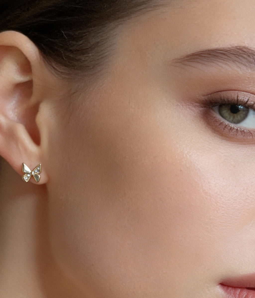 Delicate Butterfly Golden Stud Earrings