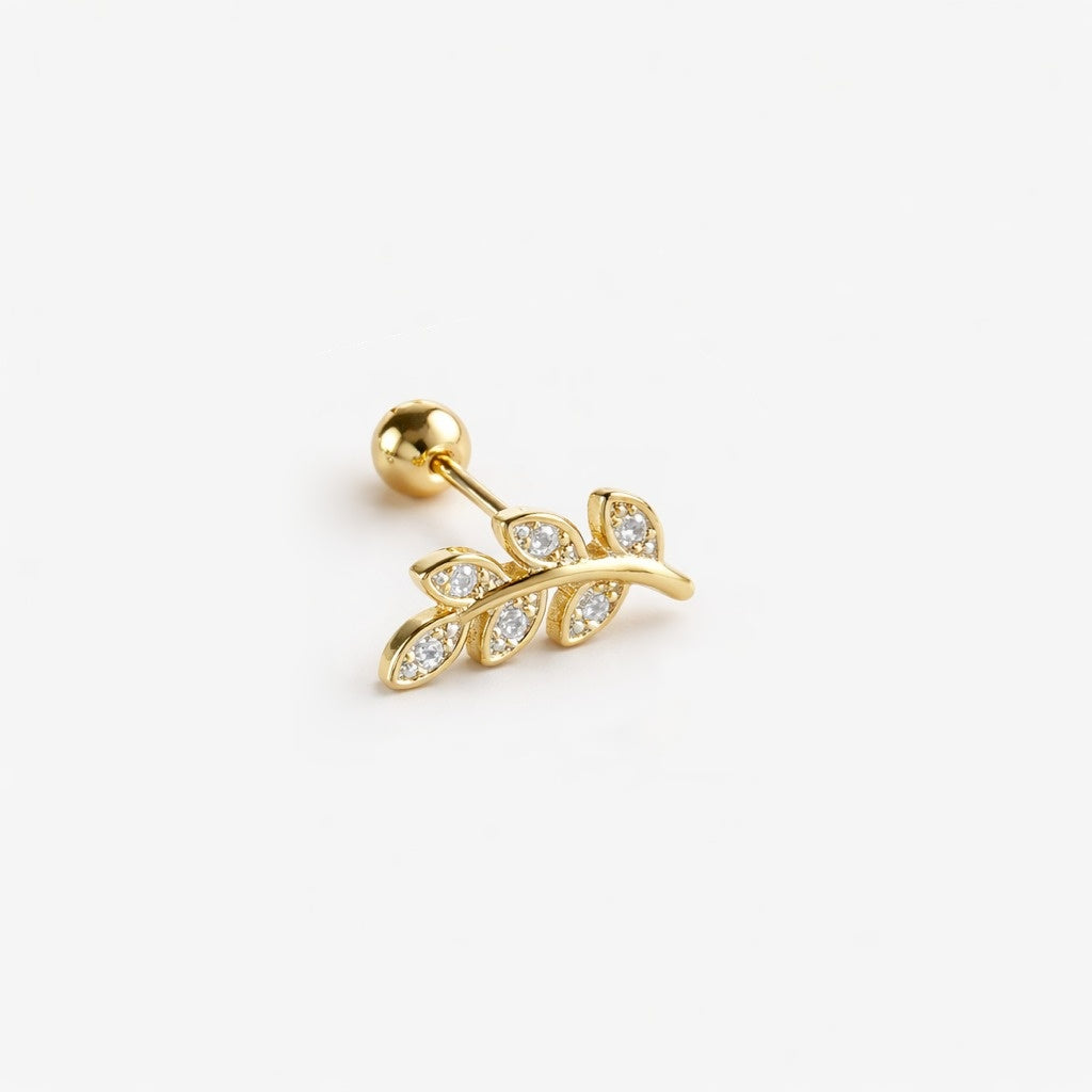 Leaf with Cubic Zirconia Stud in Gold