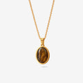 Tiger Eye Gold Plated Stainless Steel Necklace