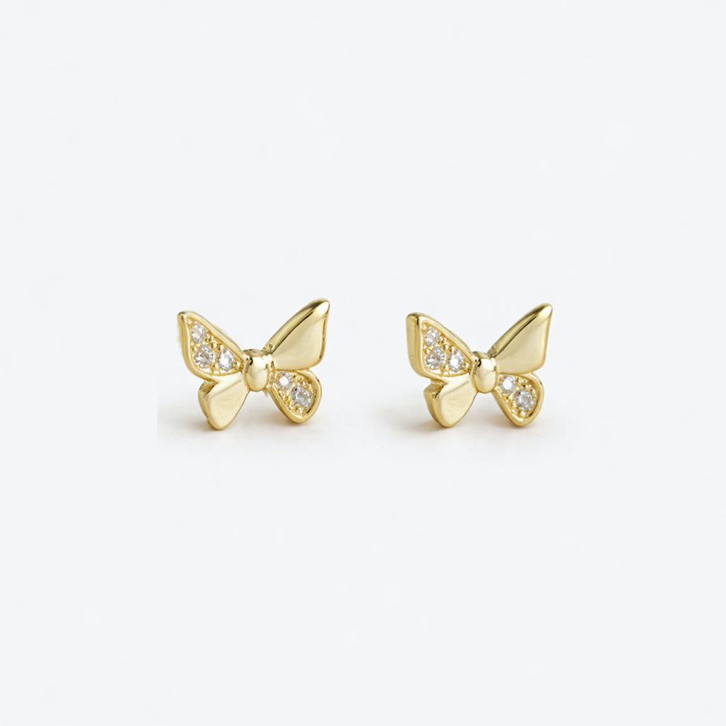 Delicate Butterfly Golden Stud Earrings