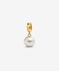Gold pendant charm with a white pearl for European style bracelets