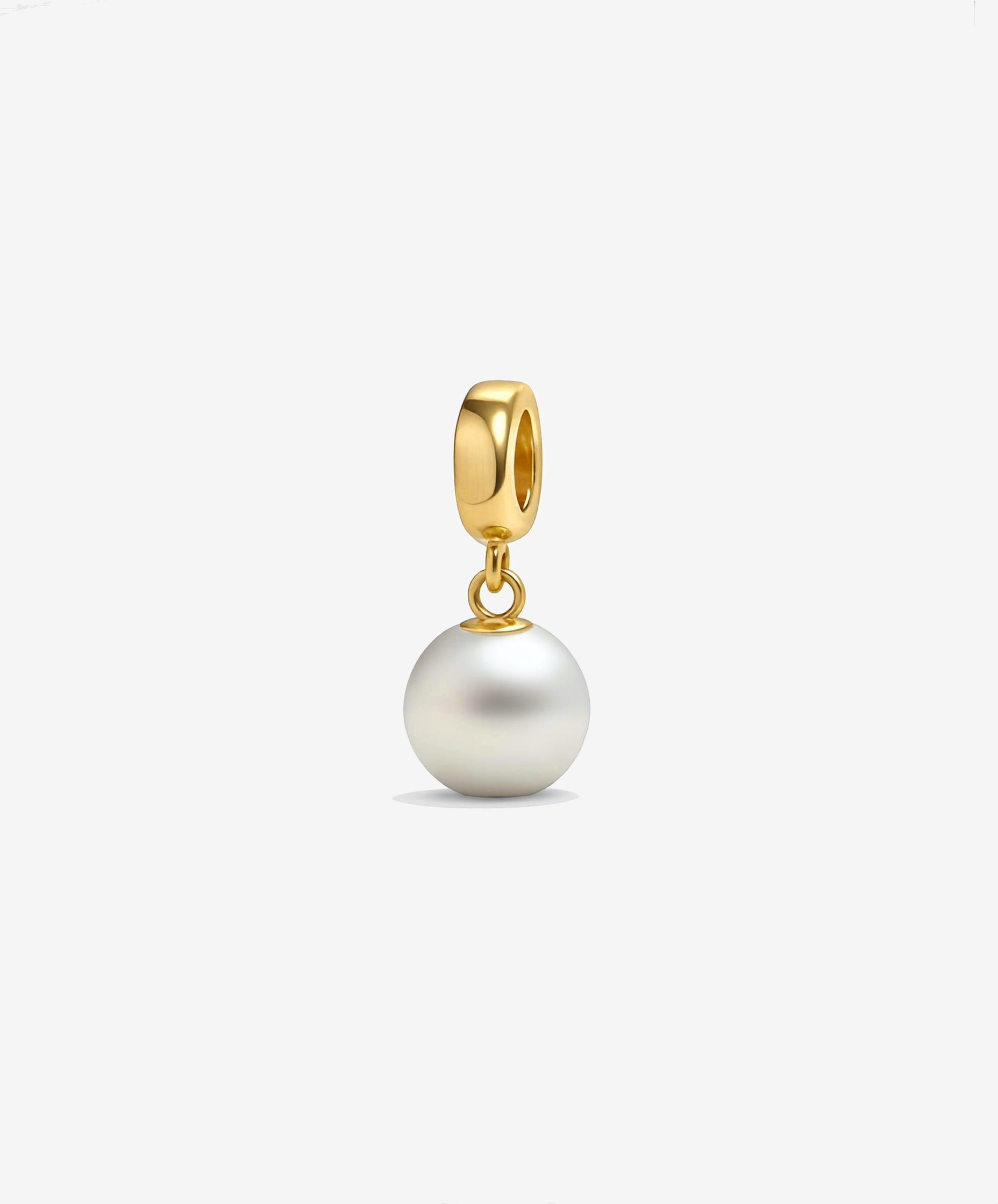 Gold pendant charm with a white pearl for European style bracelets