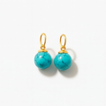 Turquoise charms for earrings with gold bead caps
