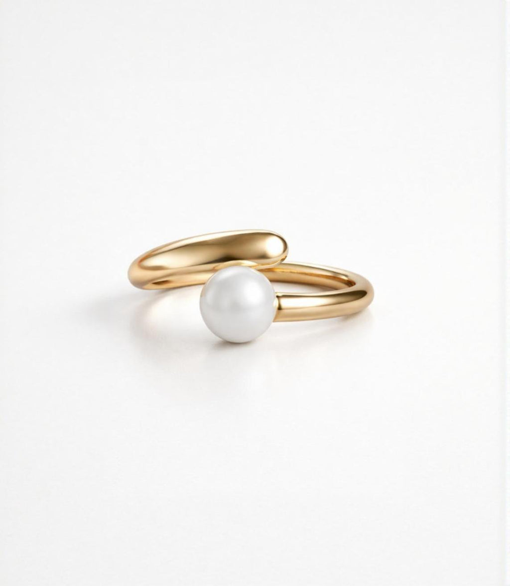 Open Bang Ring with Natural Pearl