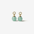 Pair of charms for earrings with green beads and gold bead caps