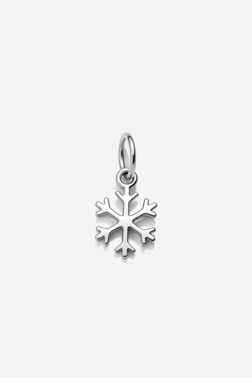 Silver snowflake pendant on a white background
