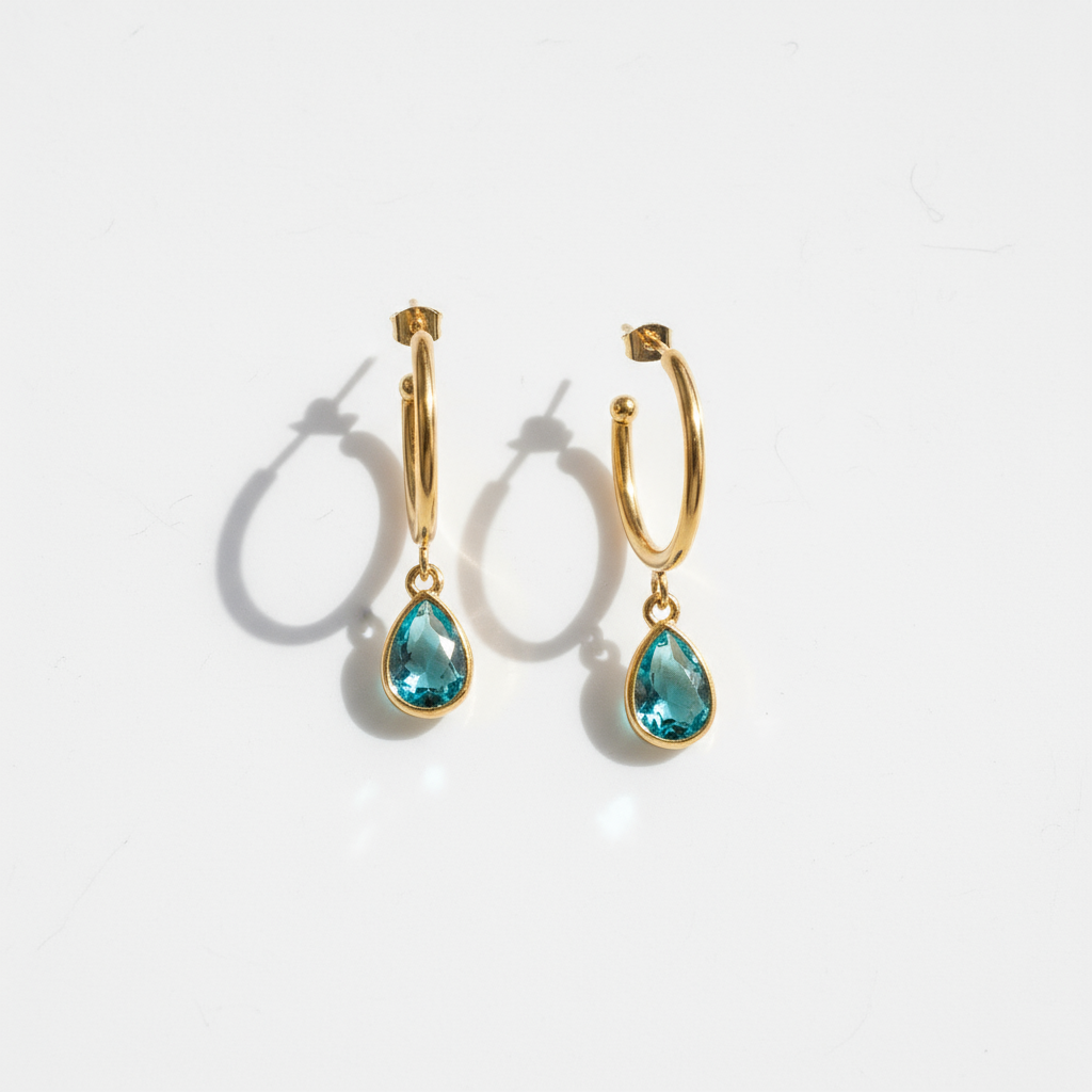 Light Blue Semi Hoop Earrings
