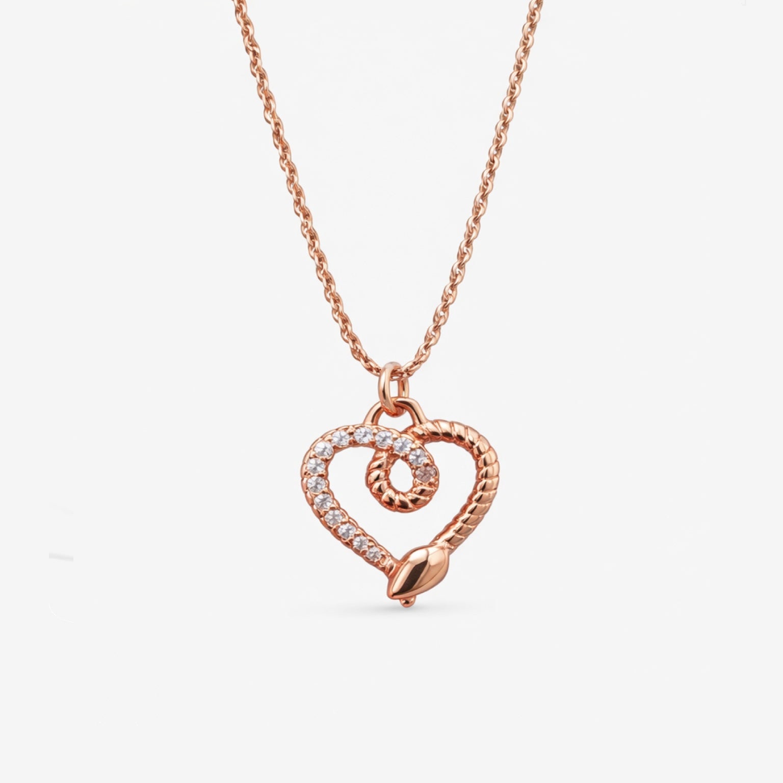 Heart with Serpent Rose Gold Necklace