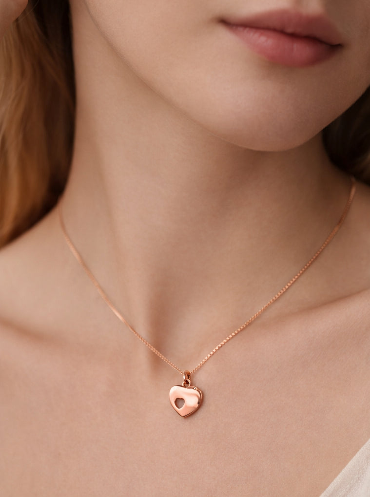 Heart with a Heart Rose Gold Necklace