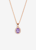 Amethyst Solitaire Rose Gold Sterling Silver Necklace