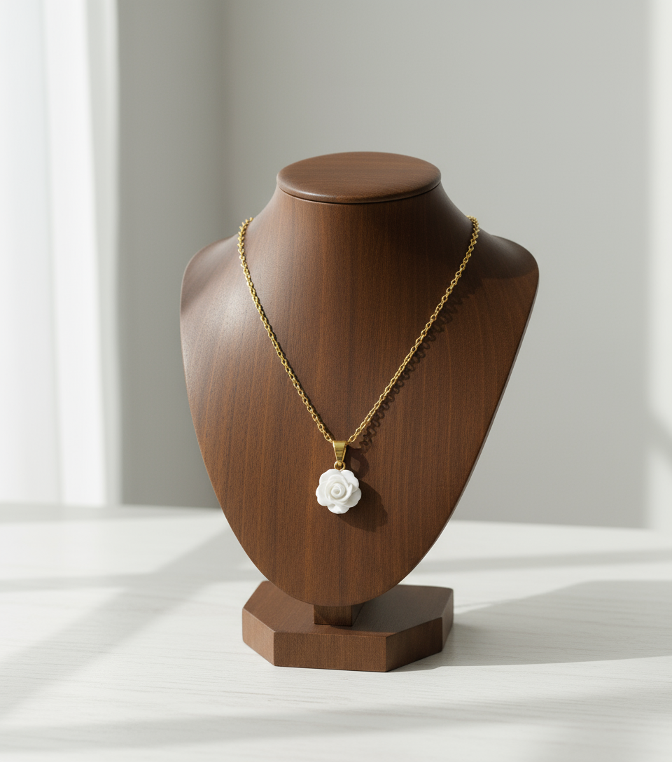 Small White Flower Pendant Necklace