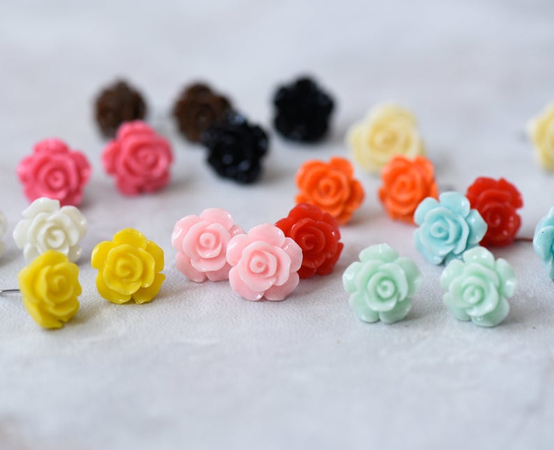 Mini Rose Flowers Stud Earrings