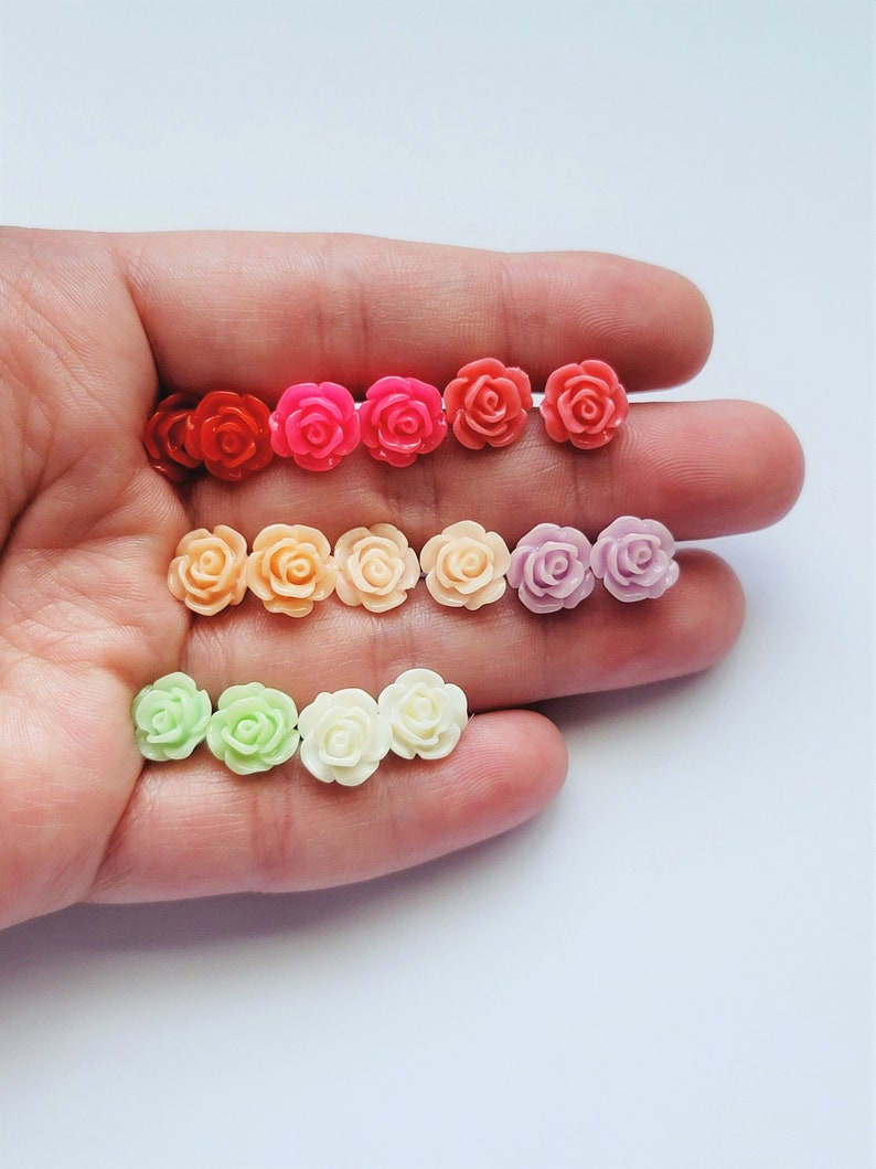 Mini Rose Flowers Stud Earrings