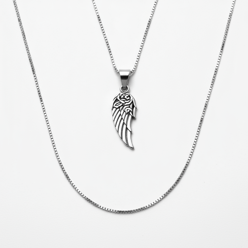 Angle Wing Stainless Steel Pendant