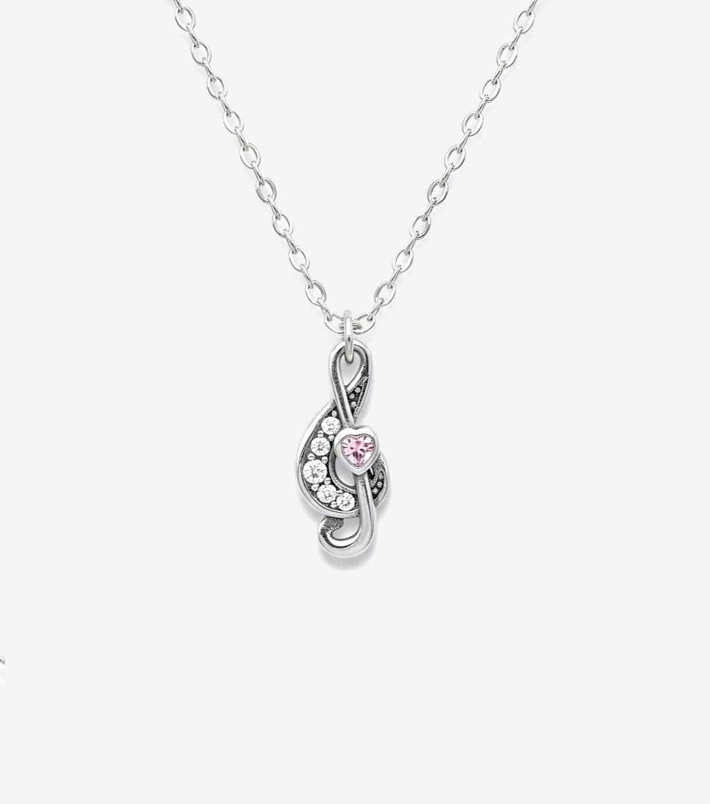 Music Note with Heart Pendant Necklace