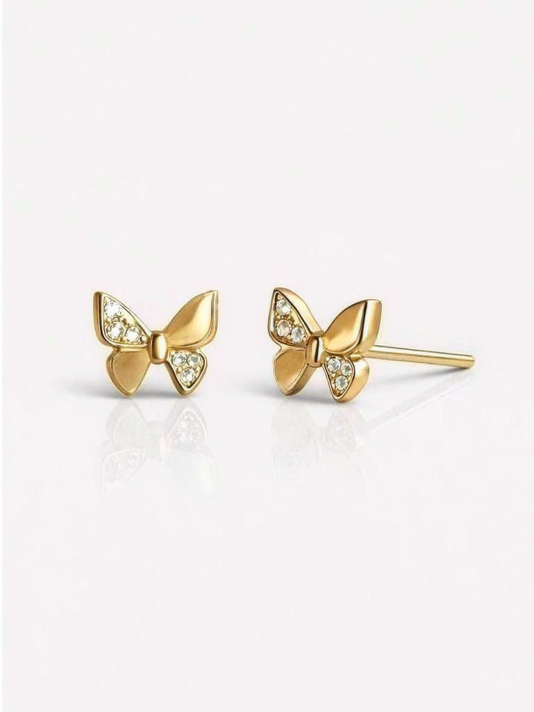 Delicate Butterfly Golden Stud Earrings