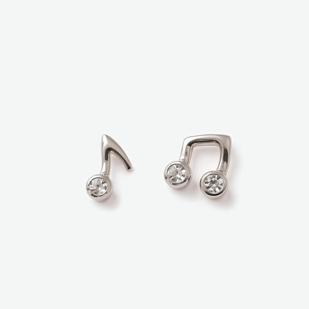 Music Note Sterling Silver Single Stud Earrings