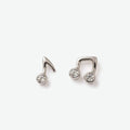 Music Note Sterling Silver Single Stud Earrings