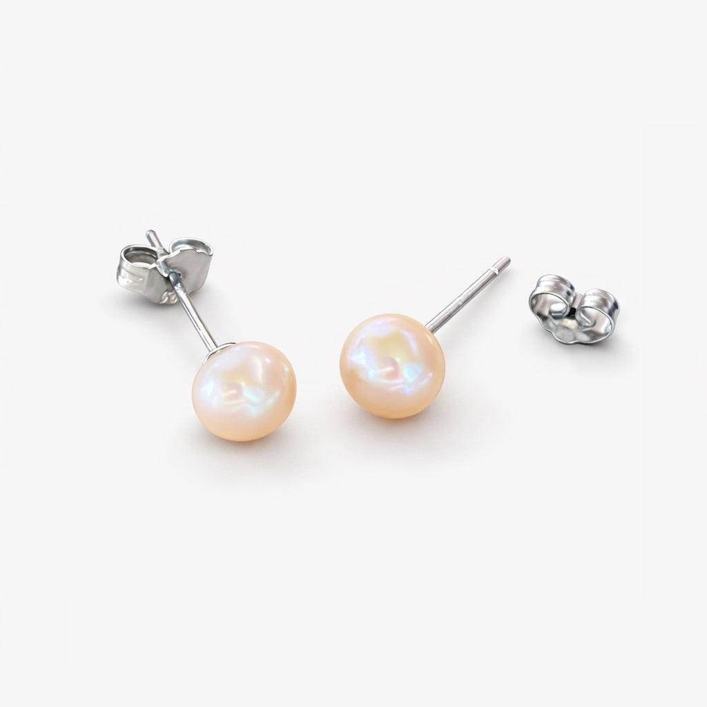 Cream Freshwater Pearl Silver Stud Earrings