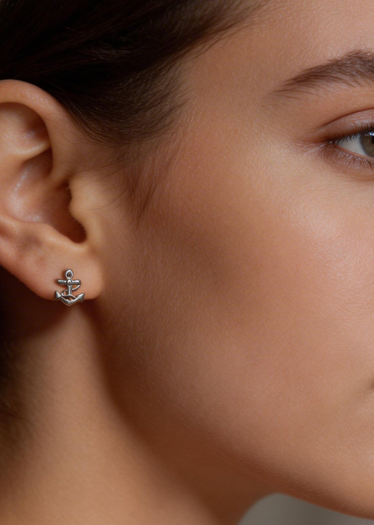 Anchor Sterling Silver Single Stud Earring